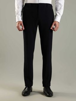 Tommy Hilfiger - Navy Blue Polyester Regular Fit Solid Straight Leg Trouser