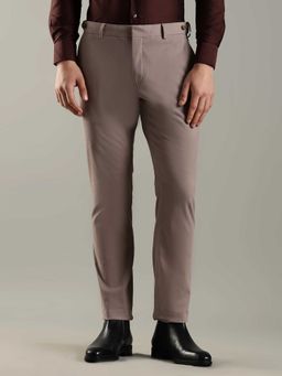 Tommy Hilfiger - Brown Cotton Regular Fit Solid Straight Leg Trouser