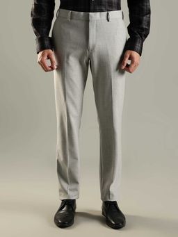Tommy Hilfiger - Grey Polyester Regular Fit Solid Straight Leg Trouser