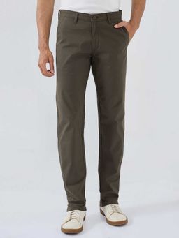 Spykar - Green Cotton Regular Fit Solid Straight Leg Trouser