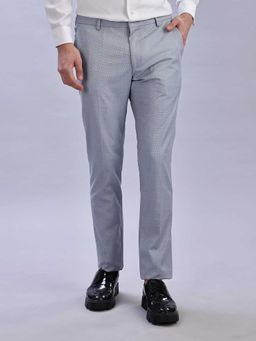 Tommy Hilfiger - Blue Polyester Regular Fit Textured Straight Leg Trouser