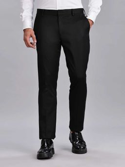 Tommy Hilfiger - Black Polyester Regular Fit Solid Slim Leg Trouser