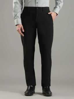Tommy Hilfiger - Black Elastane Relaxed Fit Solid Straight Leg Trouser