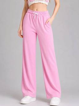 Club York - Women's Baby Pink Solid Track Pant