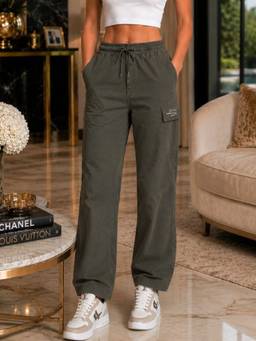 Club York - Women's Olive Solid Track Pant
