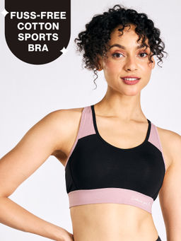 Nykd by Nykaa - Wide Waistband Cotton Slip on Racer Back Sports Bra NYK904 Black