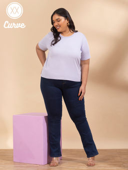 Twenty Dresses by Nykaa Fashion - Curve Purple Basic Mode Activated Basics Tshirt