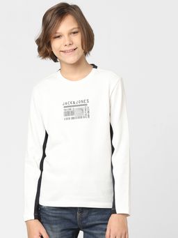 Jack & Jones Junior - Boys White Logo Print Sweatshirt