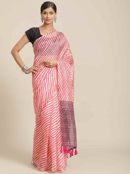 Silk Land - Linux Soft Silk Saree with Unstiched Blouse Piece Pink & Multi-Color with Unstitched