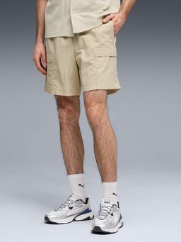 Puma - Beige Solid Relaxed Shorts