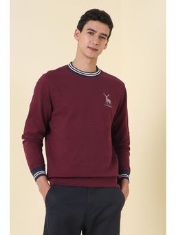 Allen Solly - Maroon Solid Regular Sweatshirt