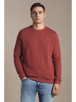 Louis Philippe - Maroon Solid Regular Sweatshirt