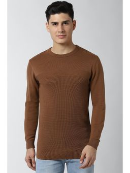 Peter England - Brown Solid Regular Sweater
