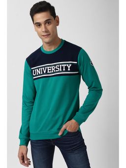 Peter England - Green Colorblock Slim Sweatshirt
