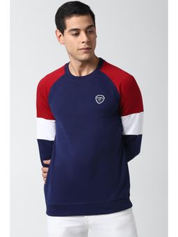 Peter England - Blue Colorblock Slim Sweatshirt