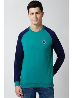 Peter England - Blue Colorblock Slim Sweatshirt
