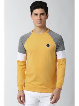 Peter England - Yellow Colorblock Slim Sweatshirt