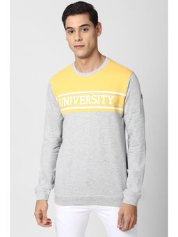 Peter England - Grey Colorblock Slim Sweatshirt