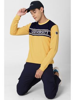 Peter England - Yellow Colorblock Slim Sweatshirt