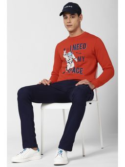 Peter England - Orange Typography Slim Sweatshirt