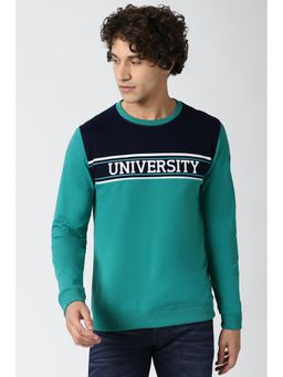 Peter England - Turquoise Colorblock Slim Sweatshirt