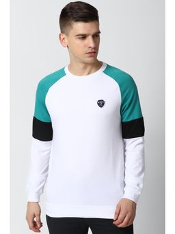 Peter England - White Colorblock Slim Sweatshirt