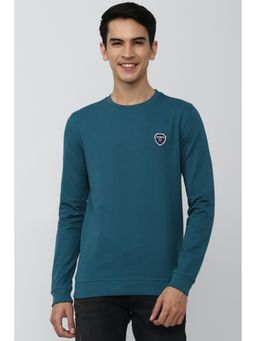 Peter England - Blue Solid Slim Sweatshirt