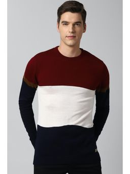 Peter England - Navy Blue Colorblock Regular Sweater