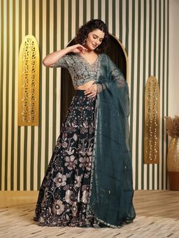 Soniya G - Teal Green Georgette Lehenga With Blouse And Dupatta