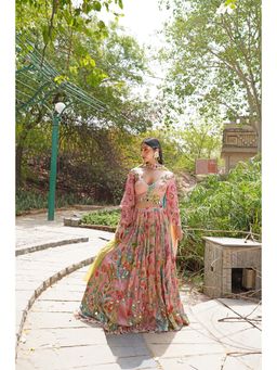 Soniya G - Blush Pink Lehenga with Mirror Embellished Blouse and Dupatta