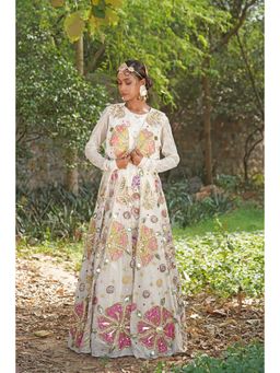 Soniya G - Off-White Mirror Embellished Lehenga With Blouse And Dupatta