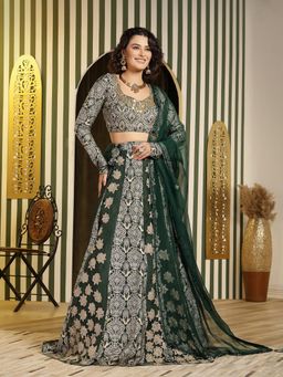 Soniya G - Bottle Green Lehenga with Blouse and Dupatta