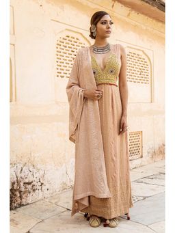 Soniya G - Peach Lehenga with Blouse and Stole