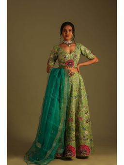 Soniya G - Parrot Green Lehenga With Blouse And Dupatta