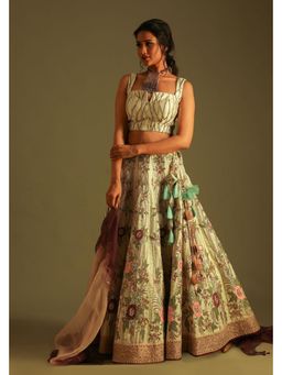 Soniya G - Off-White Lehenga with Blouse and Dupatta