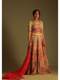 Soniya G - Peach Lehenga with Blouse and Dupatta
