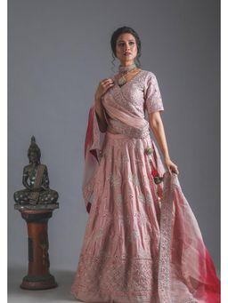 Soniya G - Pink Sharara With Peplum Blouse And Choker Dupatta