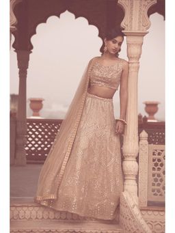 Soniya G - Beige Mirror Work Lehenga with Blouse and Dupatta