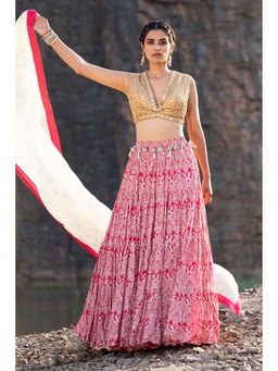 Soniya G - Pink Printed Lehenga With Blouse And Stole