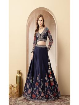 Soniya G - Navy Blue Lehenga With Blouse And Dupatta