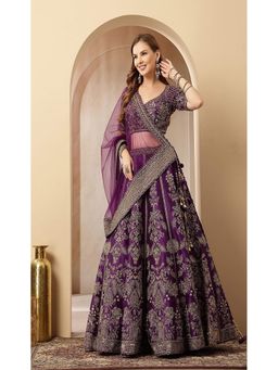 Soniya G - Purple Pre-Draped Lehenga With Blouse And Dupatta