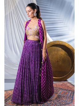 Soniya G - Purple Lehenga With Blouse And Cape