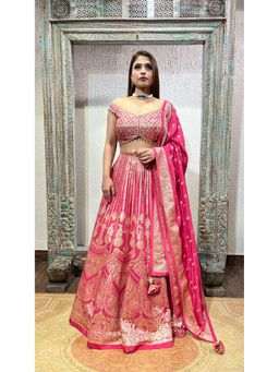 Soniya G - Pink Lehenga with Blouse and Dupatta
