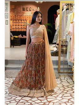 Soniya G - Multicoloured Printed Lehenga with Off Shoulder Blouse