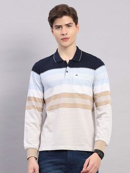 Monte Carlo - Mens Regular Fit Striped Full Sleeve Polo T-shirt