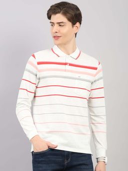 Monte Carlo - Mens Regular Fit Striped Polo Neck Full Sleeve Polo T-shirt