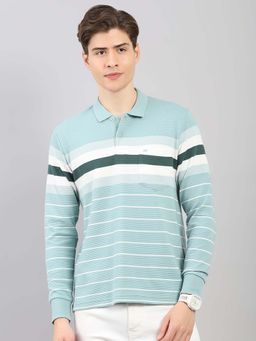 Monte Carlo - Mens Regular Fit Striped Polo Neck Full Sleeve Polo T-shirt