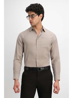 Snitch - Beige Solid Full Sleeves Regular Formal Shirt for Men
