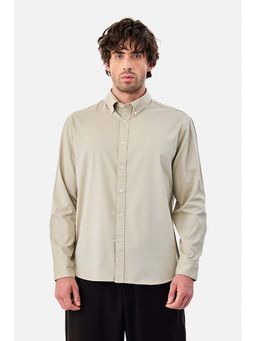 Snitch - Beige Solid Full Sleeves Regular Casual Shirt for Men