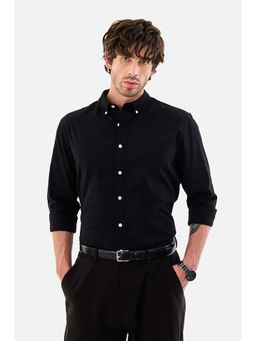 Snitch - Black Solid Full Sleeves Regular Casual Shirt for Men